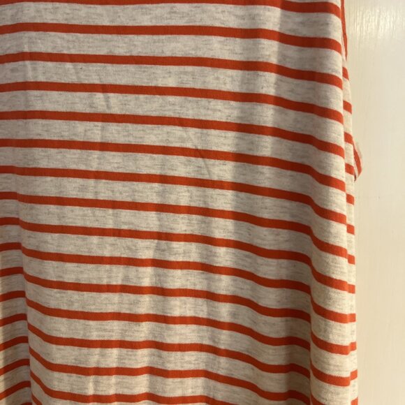 DEMYLEE Women’s Orange White Striped Side Slit Maxi Tshirt Cover Up Dress Sz L - Picture 3 of 11